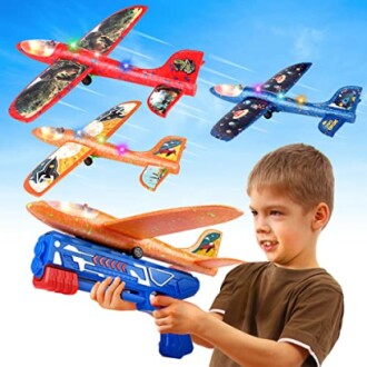 3 Pack Foam Airplane Launcher Toy Review: LED Glider Plane for Kids